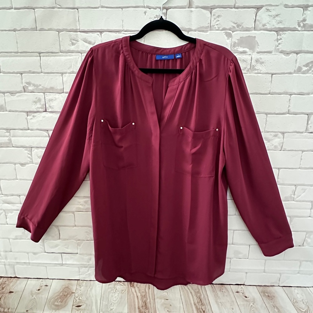 APT.9 Women's Burgundy Blouse Size Large
Office Dress Church Lightweight Career